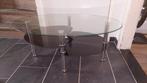Ovale glazen salontafel met 2 plateaus, Huis en Inrichting, 50 tot 100 cm, Minder dan 50 cm, Modern, Gebruikt