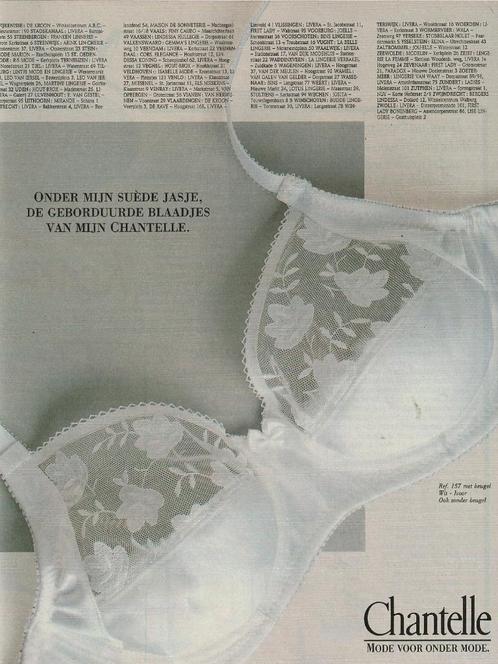 Retro reclame 1995 Chantelle lingerie witte kanten BH, Verzamelen, Retro, Overige typen, Verzenden