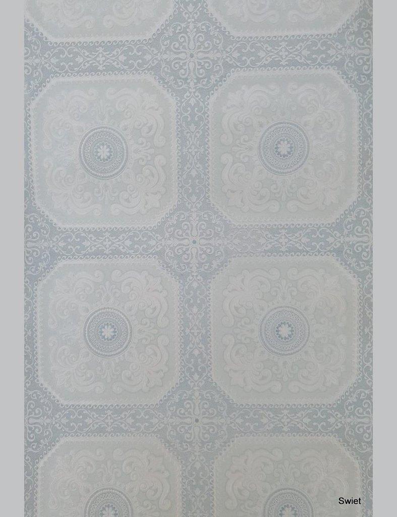 13977 blauw barok vintage behang klassiek paneel retro swiet, Ophalen of Verzenden, 75 m² of meer, Wit