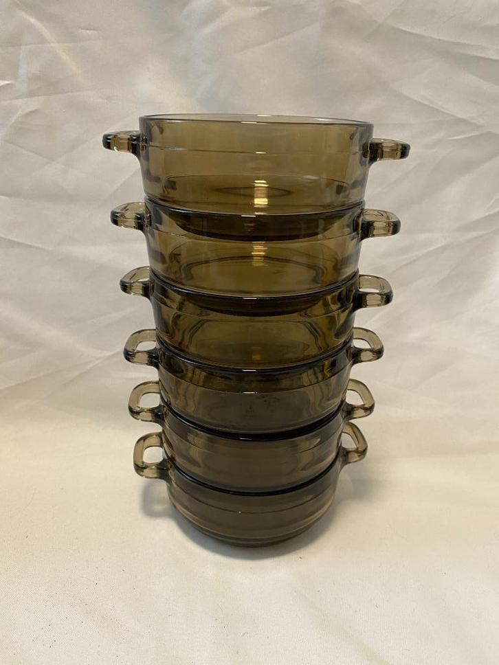 Retro Set van 6 Arcoroc Soepkommen Snackschaaltjes, Huis en Inrichting, Keuken | Servies, Gebruikt, Schaal of Schalen, Overige stijlen