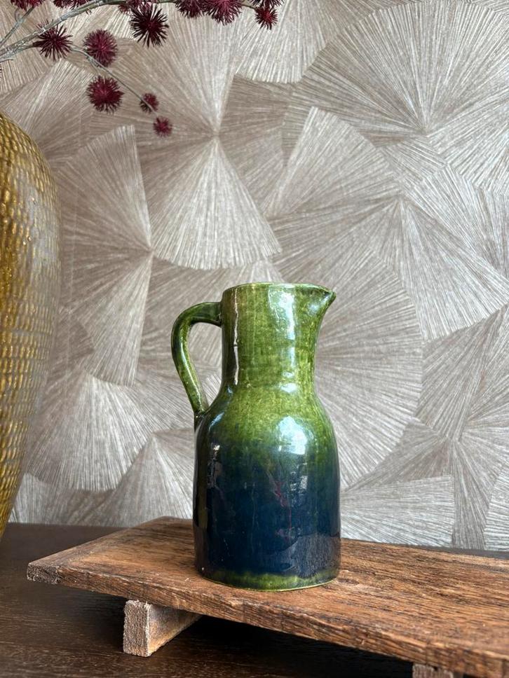 Vintage vaasje groen - blauw, Antiek en Kunst, Antiek | Keramiek en Aardewerk, Ophalen of Verzenden