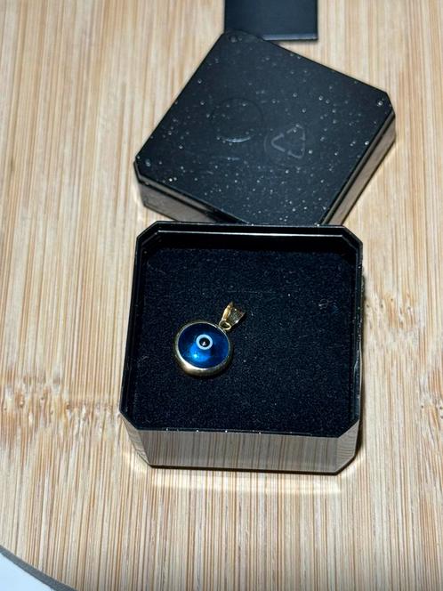 14 karaat gouden Nazar oog hanger, Sieraden, Tassen en Uiterlijk, Kettinghangers, Zo goed als nieuw, Goud, Blauw, Kruis of Symbool