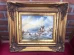 fraai Hollands winterlandschap met molen, Antiek en Kunst, Ophalen of Verzenden
