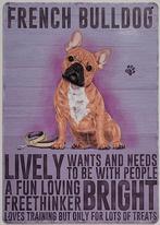 Franse Bulldog eigenschappen hond reclamebord van metaal, Info@deconoord.nl, Verzenden, Deco Noord, Nieuw