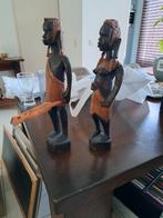 Afrikaanse Houten Beelden - Man en Vrouw, Antiek en Kunst, Kunst | Niet-Westerse kunst, Ophalen of Verzenden