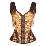 Gouden leren steampunk korset sexy bustier gothic kettingen, Verzenden, Overige kleuren, Body of Korset