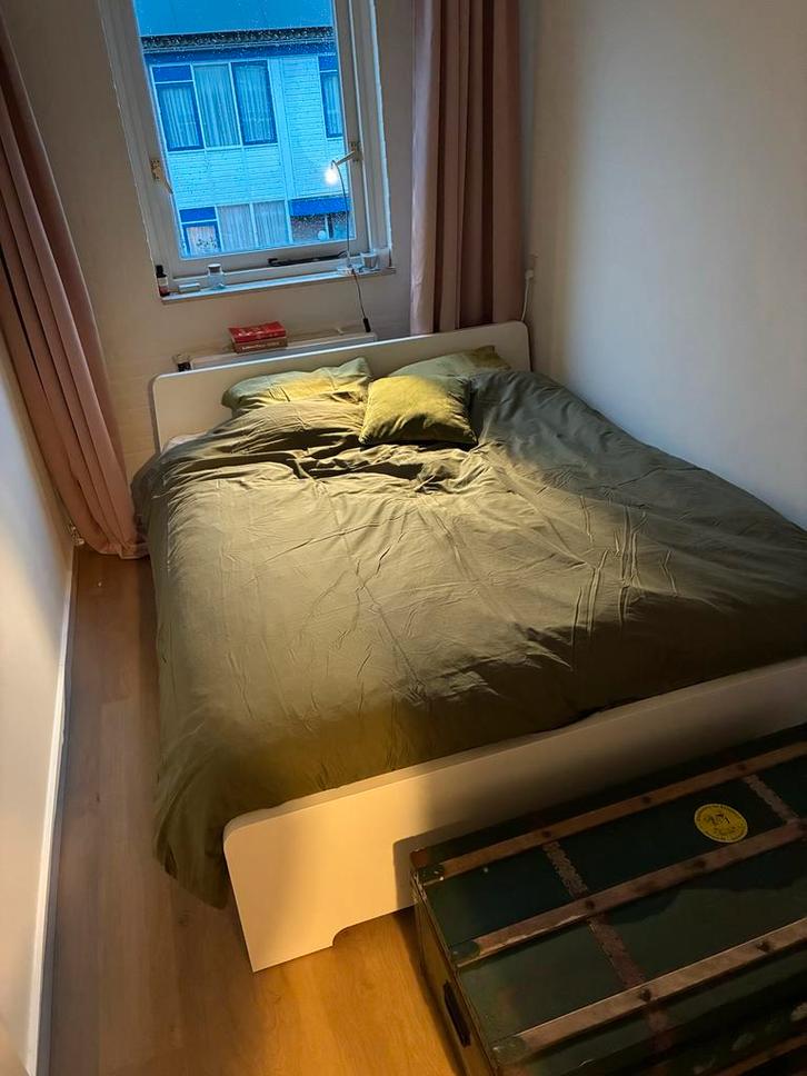 Bedframe 160x200 - Wit, Huis en Inrichting, Slaapkamer | Bedden, Gebruikt, Tweepersoons, 160 cm, 200 cm, Hout, Wit, Ophalen