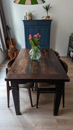 Robuuste houten eettafel, 50 tot 100 cm, Rechthoekig, Zo goed als nieuw, Ophalen