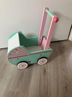 Houten poppenwagen roze/groen, Ophalen, Zo goed als nieuw, Duw- of Trekspeelgoed