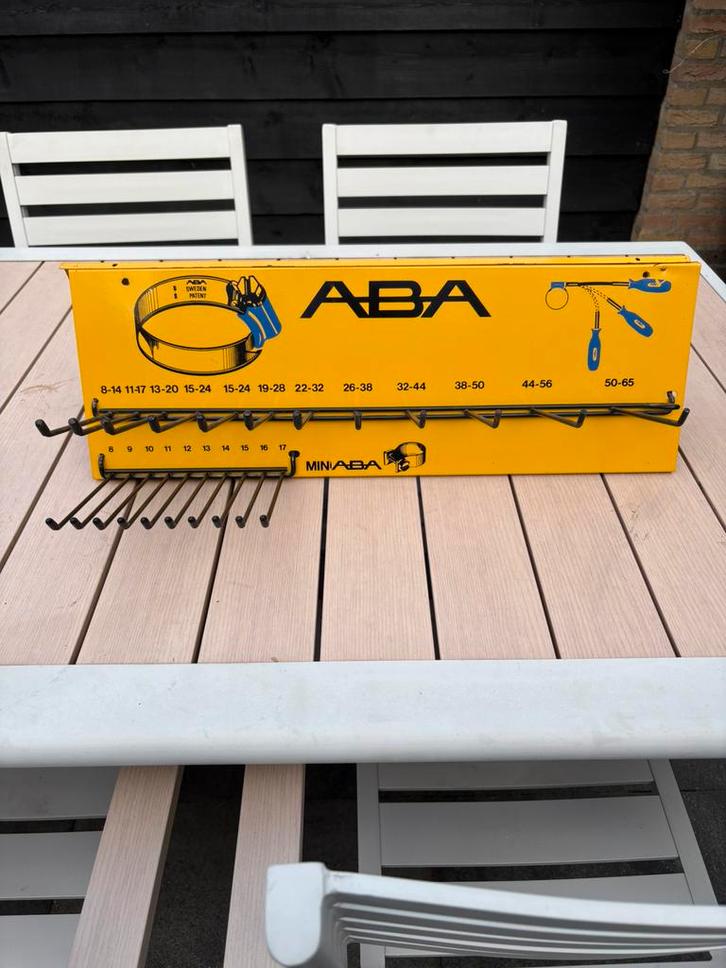 Aba slangklemmen rek uit werkplaats, Verzamelen, Merken en Reclamevoorwerpen, Zo goed als nieuw, Reclamebord, Verzenden