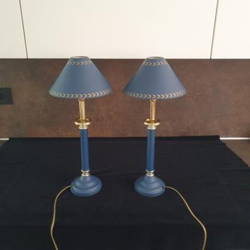 Tafellamp - Bedlamp - Kastlamp - Blauw - Metaal - Met Kap-* beschikbaar voor biedingen