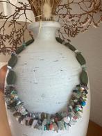 Ketting met grote lava kralen en strengen edelsteen split, Sieraden, Tassen en Uiterlijk, Kettingen, Ophalen of Verzenden, Nieuw