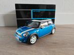 Kyosho Mini Cooper S R56 Laser Blue Metallic dealer editie, Hobby en Vrije tijd, Modelauto's | 1:18, Ophalen of Verzenden, Gebruikt