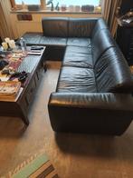 Leren zwart hoekbank, Huis en Inrichting, Ophalen, Modern gewild, Gebruikt, Hoekbank