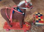 Vintage Houten Speelgoed Paard met Blokkenwagen, Ophalen of Verzenden, Gebruikt, Jongen of Meisje