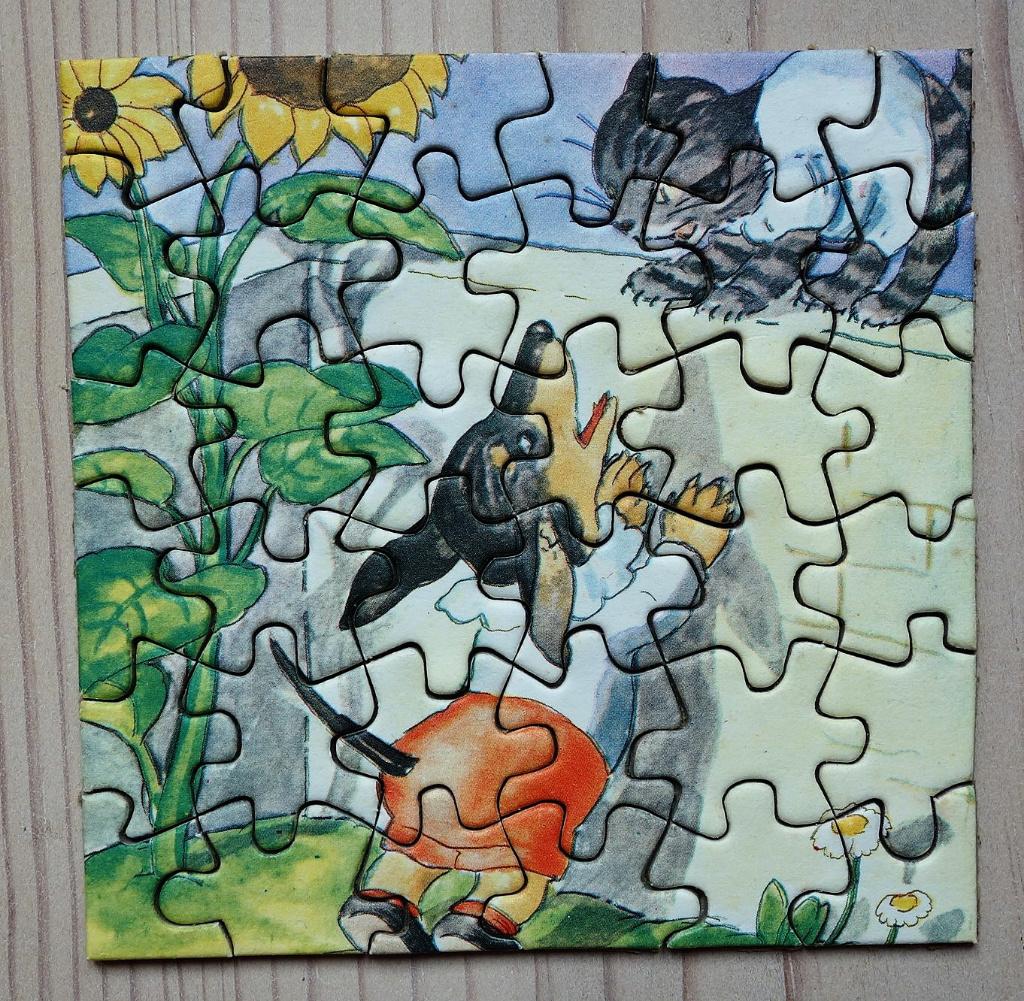 leuk puzzeltje van hond & kat, €3 incl verzenden, Verzenden, 10 tot 50 stukjes, Zo goed als nieuw