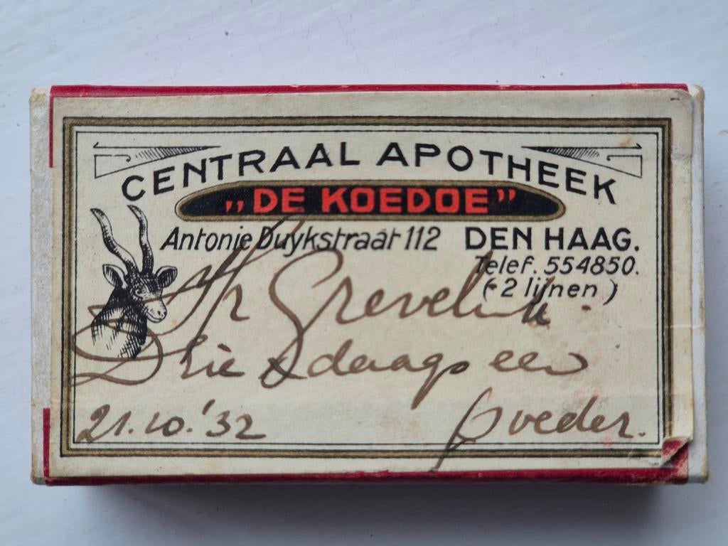 Centraal Apotheek doosje De Koedoe Den Haag, Ophalen of Verzenden, Overige typen