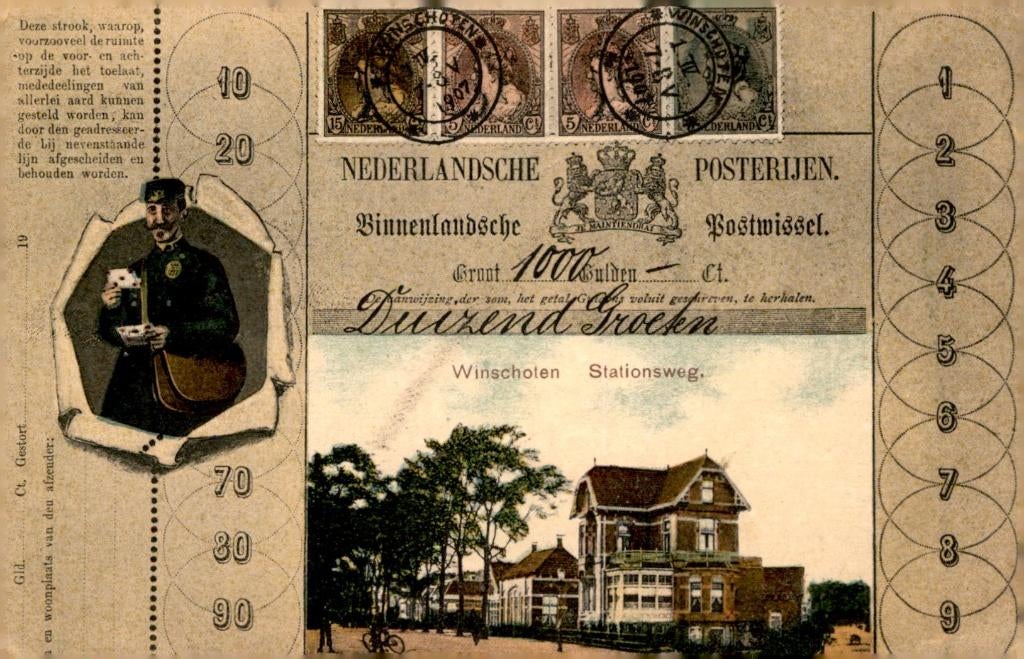 Winschoten Stationsweg Posterijen kaart # 790, Verzenden, 1920 tot 1940, Ongelopen, Groningen