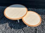 Set van 2 nieuwe salontafels, travertin natuursteen, Tuin en Terras, Ophalen of Verzenden, Nieuw, Rond, Overige materialen