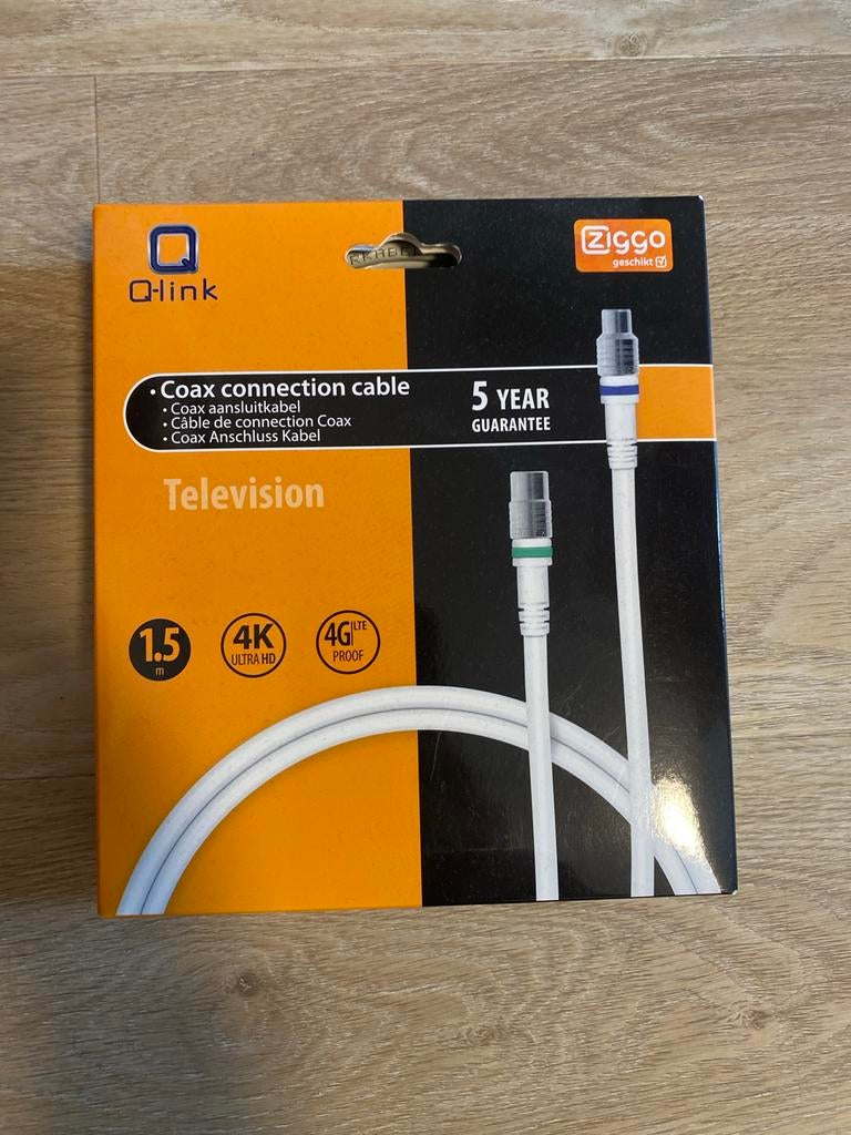 Q-link Coax aansluitkabel 1.5m, Ophalen of Verzenden, Nieuw, Minder dan 2 meter, Coaxiale kabel
