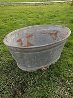 Oude zinken teil - Vintage wasbak 80 cm, Ophalen, Gebruikt, Rond, Riet