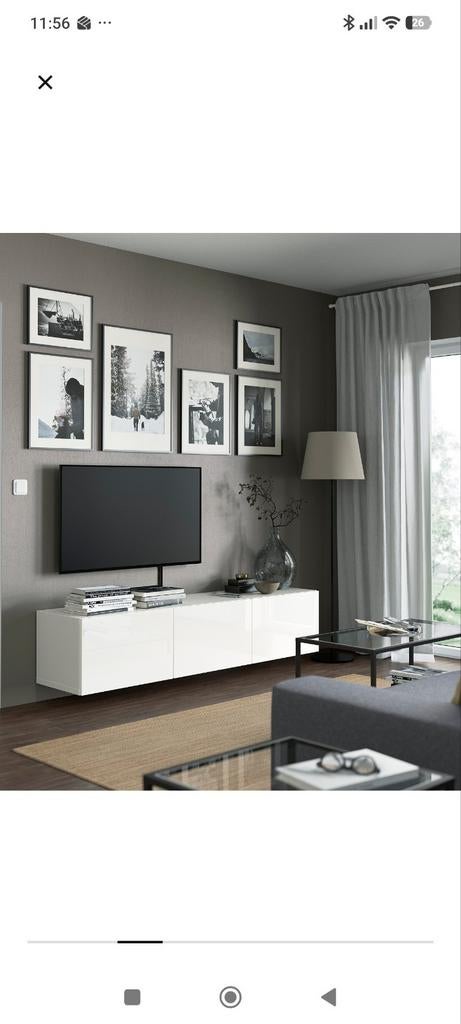 IKEA Besta tv-meubel met wit glazen toppaneel, 150 tot 200 cm, Ophalen of Verzenden, Minder dan 100 cm, 25 tot 50 cm