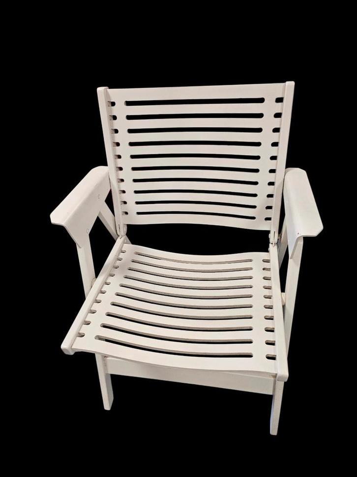Witte verstelbare tuinstoel van Niko Kralj. Rex stoel, Tuin en Terras, Tuinstoelen, Gebruikt, Kunststof, Verstelbaar, Ophalen