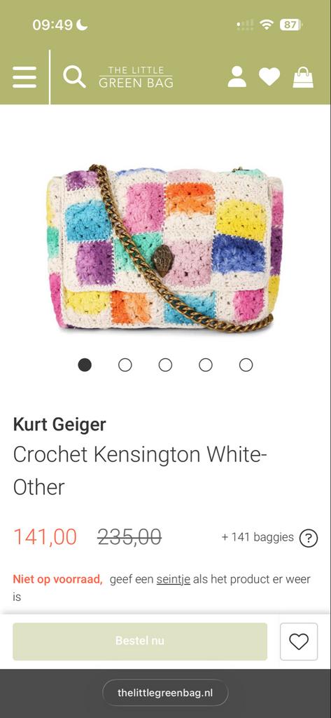 Gezocht: Kurt Geiger Crochet Kensington tas, Sieraden, Tassen en Uiterlijk, Tassen | Damestassen, Zo goed als nieuw, Schoudertasje