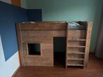 Houten steigerhout hoogslaper met speelhuisje, Ophalen, Gebruikt, Hoogslaper
