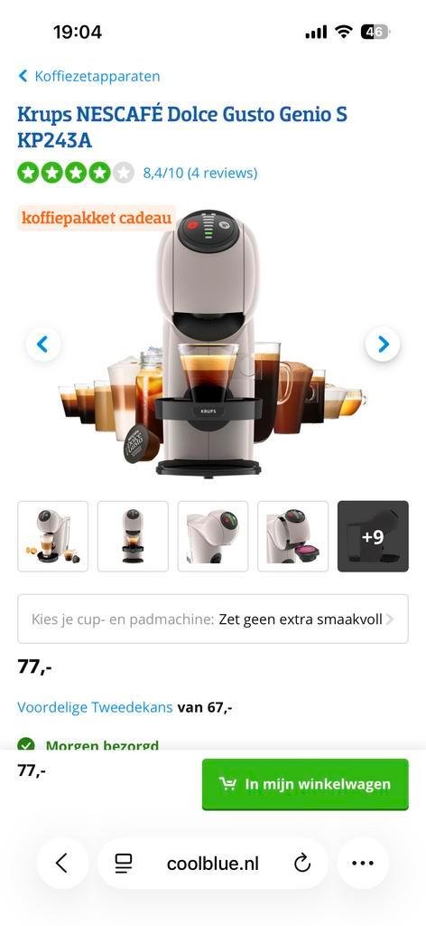 Krups NESCAFÉ Dolce Gusto Genio S KP243A Koffiemachine, Witgoed en Apparatuur, Koffiezetapparaten, Zo goed als nieuw, Koffiepads en cups