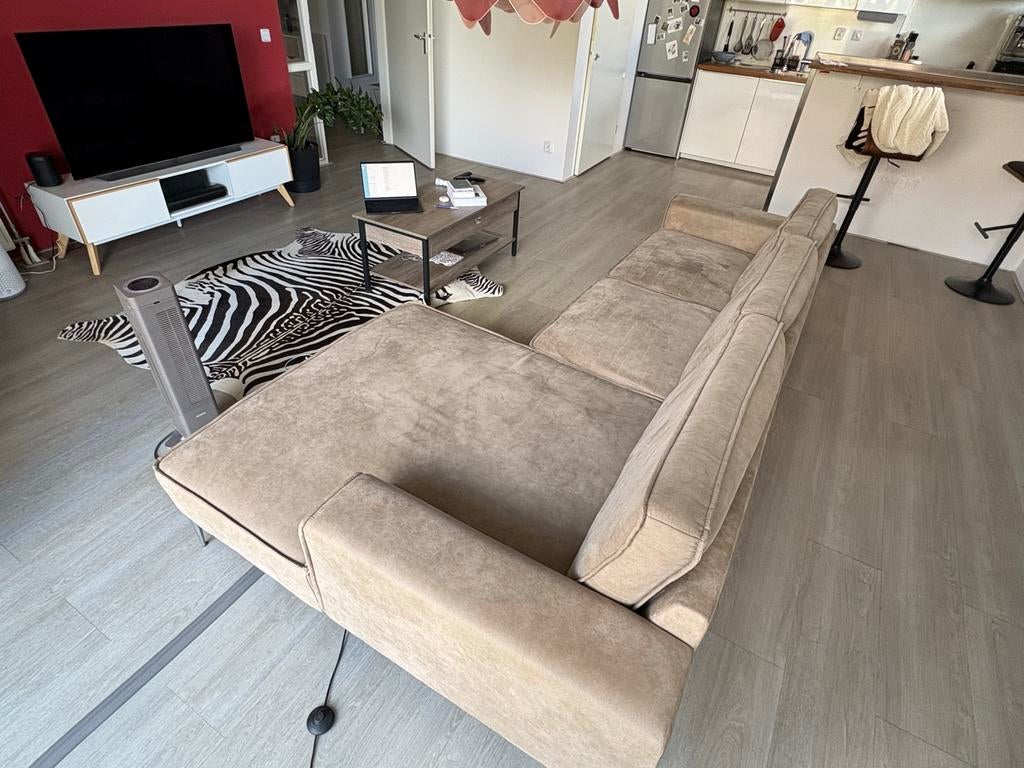 Comfortabele hoekbank met chaise longue, Ophalen, 250 tot 300 cm, Gebruikt, 125 tot 150 cm