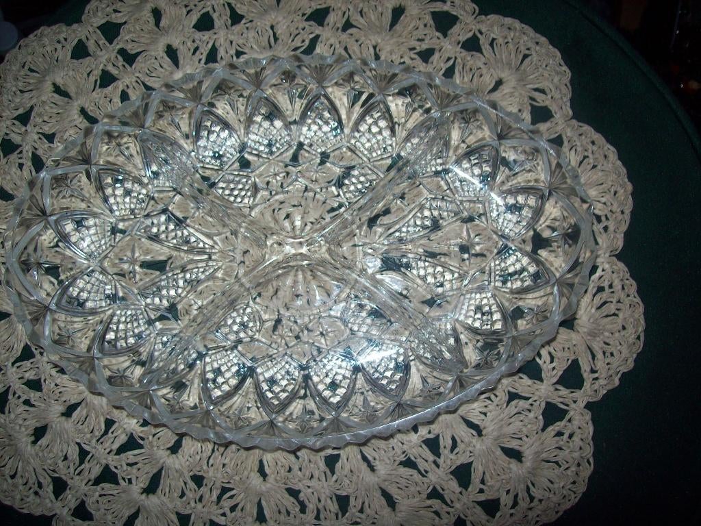 Verdeelschaal  4 vakken  oud glas, Ophalen of Verzenden