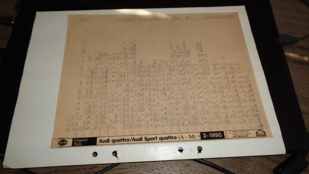 Microfische Onderdelenboek AUDI QUATTRO -SPORT QUATTRO, Verzenden, Zo goed als nieuw, Audi