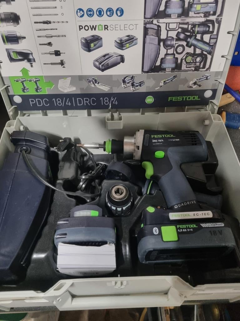 Festool Accuboormachine DRC 18/4 I-Plus QUADRIVE, Ophalen, Zo goed als nieuw, Boor- en Schroefmachine, Variabele snelheid