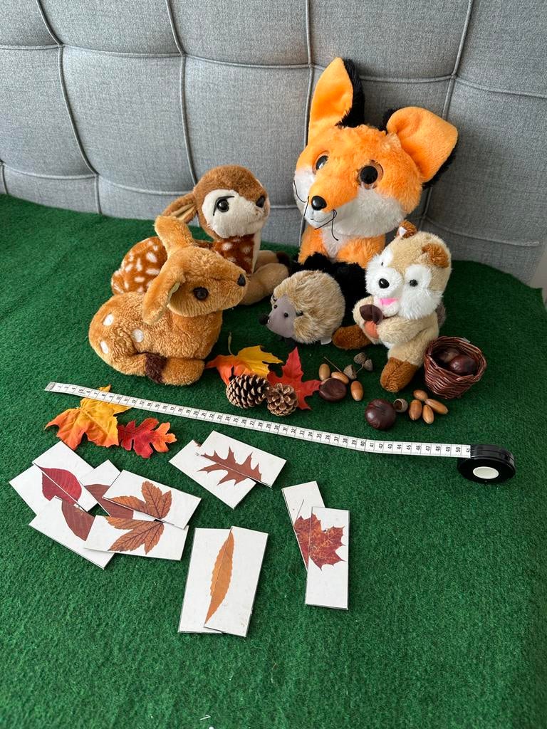 Pluche knuffel bos dieren : herten, vos, egel, eekhoorn, Ophalen of Verzenden, Gebruikt, Overige typen