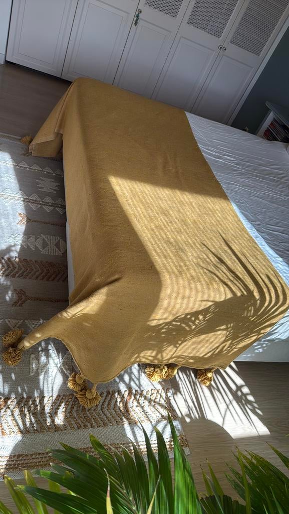 Marokkaanse sprei okergeel, Huis en Inrichting, Overige kleuren, Overige typen, Ophalen of Verzenden, Nieuw