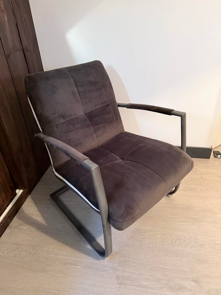 Bruine fauteuil, Gebruikt, 75 tot 100 cm, Ophalen of Verzenden, Metaal