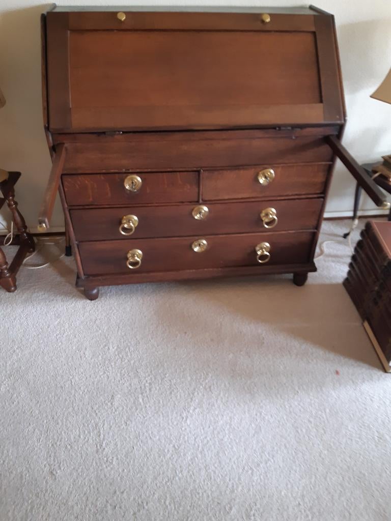 Antieke secretaire met ladeblokken en schrijfblad, Huis en Inrichting, Kasten | Secretaires, Ophalen, Gebruikt, Klassiek, Antiek