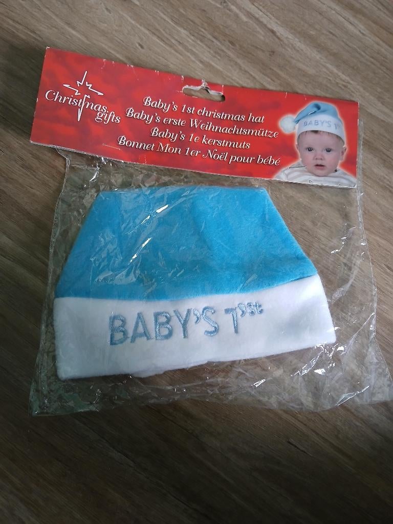 Baby's 1st christmas muts blauw, nieuw, Ophalen, Nieuw, Jongetje of Meisje, Muts
