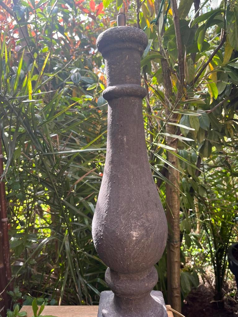 Stenen en houten lampenvoet, Ophalen of Verzenden, Zo goed als nieuw, Hout, Minder dan 100 cm