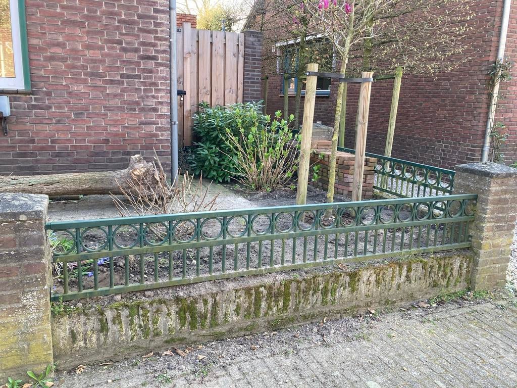 Hekwerk groen 14,5 meter, Ophalen, Gebruikt, IJzer, Sierhekwerk