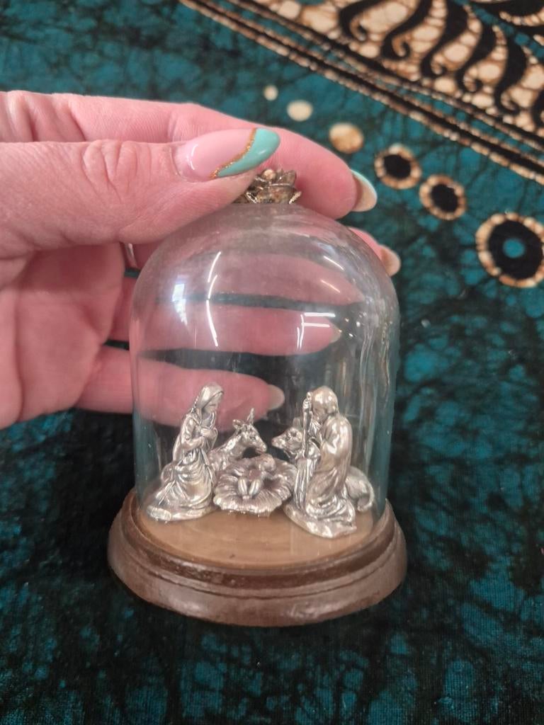 Kerststal in glazen stolp - Uniek kerstdecoratie, Ophalen of Verzenden