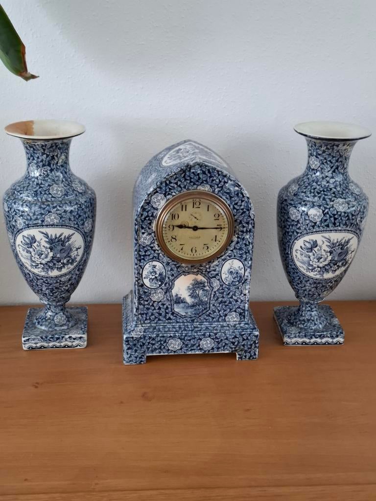 Delfs blauwe klok en vazen, Antiek en Kunst, Ophalen