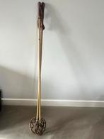 Antieke houten ski stokken met lederen handvatten, Ophalen of Verzenden