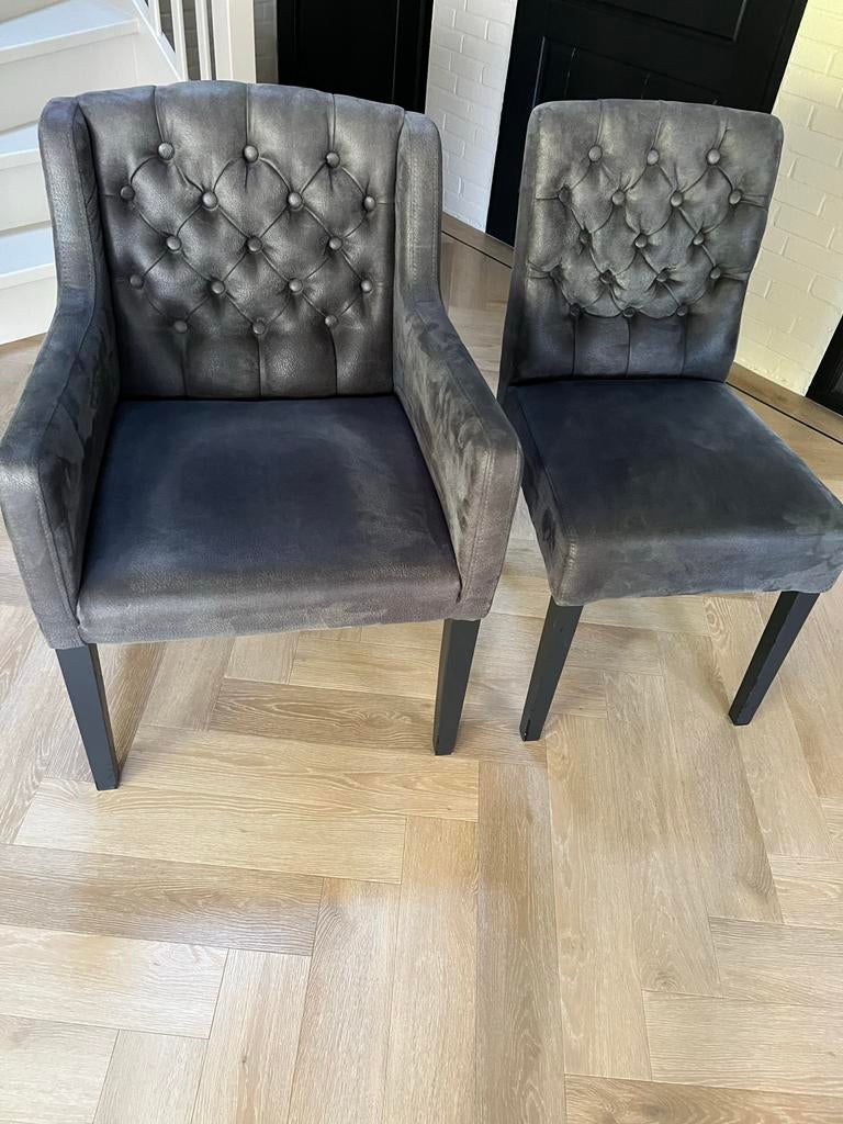 Set van 6 comfortabele eetkamerstoelen - Grafiet grijs, Ophalen, Overige materialen, Minder dan 50 cm, Gebruikt