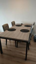 Eettafel met 4 stoelen, Overige houtsoorten, Gebruikt, 100 tot 150 cm, Modern