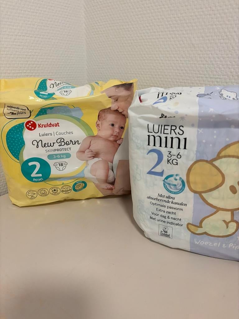 Luiers maat 2: Kruidvat New Born (18 stuks) & Etos Mini (20, Ophalen, Nieuw