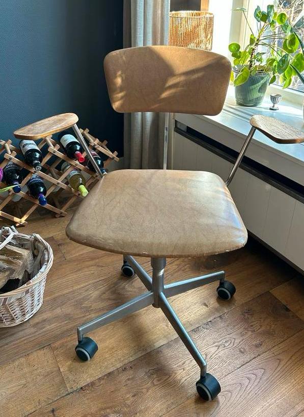 Vintage Labofa Deense bureaustoel, Huis en Inrichting, Bureaustoelen, Gebruikt, Bureaustoel, Bruin, Ophalen