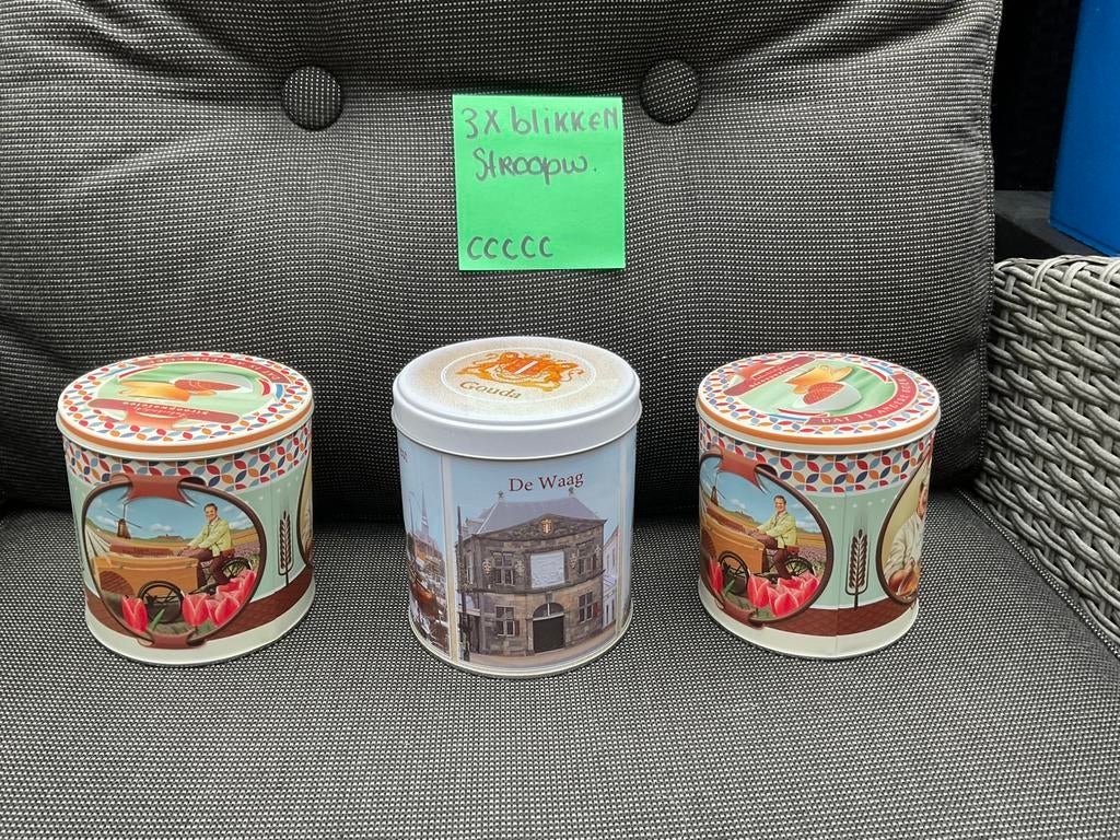 3 nieuwe zgan stroopwafel blikken of koekjes blikken, Verzamelen, Blikken, Ophalen, Nieuw, Koek(jes)