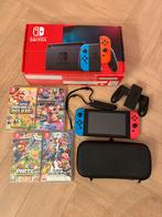 Nintendo Switch V1 - Zeer goede staat, incl. 4 spellen+ doos, 3 spelers of meer, Ophalen of Verzenden, Zo goed als nieuw, Vanaf 3 jaar